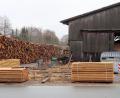 Bild: bsc
Nicht betroffen von der Schließung des Sägewerks ist die Produktion von Hackschnitzeln für den Friedenfelser Fernwärmebetrieb. Das angelieferte Rundholz aus dem Steinwald (links) wird künftig fremdgehackt und in der Halle (rechts) zwischengelagert.