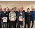 Bild: Feuerwehr Lochau/exb
Die Feuerwehr ehrte langjährige Mitglieder: (von links) Kreisbrandinspektor Otto Braunreuther, Max Greger, Kreisbrandmeister Peter Prechtl, Maria Seitz, Zweiter Vorsitzender Tobias Würstl, Otto Malzer, Vorsitzender Alexander Heining, Kommandant Nico Spörl und Bürgermeister Hubert Kraus.