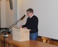 Bild: soj/exb
Pfarrgemeinderatssprecher Sebastian Wolf berichtete unter anderem über das vergangene Jahr.