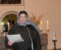 Bild: rn
Eleonor, sie gehört zur griechisch-orthodoxen Kirche im Heiligen Land, schildert in der Kreuzkirche, wie sie Kriege und Gewalt erlebt hat.