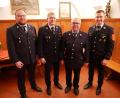 Bild: Florian Müller/exb
Wechsel an Spitze der Feuerwehr Waldsassen: Michael Fortelny (Zweiter von links) folgt auf seinen Vater Dr. Wolfgang Fortelny (Zweiter von rechts). Die beiden stellvertretenden Vorsitzenden René Friedrich (rechts) und Sebastian Koch (links) gratulierten.