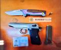 Bild: Bundespolizei
Einhandmesser und eine Schreckschusswaffe hat die Bundespolizei bei Waidhaus beschlagnahmt.