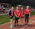 Bild: exb
Die Leichtathletinnen der TB Jahn Wiesau setzten sich in Regensburg gut in Szene: (von links) Anna Haberkorn, Valentina Bauer, Lara Werner, Leoni Grabe.