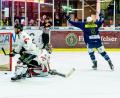 Bild: Elke Englmaier
Szenen aus dem fünften Play-off-Finale in der Eishockey-Oberliga zwischen den Blue Devils Weiden (blaue Trikots) und den Hannover Scorpions.