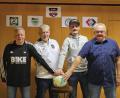 Bild: JFG Stiftland/exb
Die Vorsitzenden der vier Vereine der JFG Stiftland (von links): Roland Eckert (SV Mitterteich), Roland Zeitler (SV Pechbrunn), Florian Graf (VfB Arzberg), und Helmut Cieslik (FC Hohenberg-Schirnding).