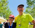 Bild: Georg Koller/exb
Theresia Meier (Marathon) und Albert Hölzl (Viertelmarathon) waren im Ziel erschöpft, aber glücklich.