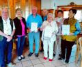 Bild: Waldfreunde Rosenberg/exb
Es ist die letzte Jubilarehrung bei den Waldfreunden Rosenberg: (von links) Schriftführer Eberhard Glöggler, Dritte Bürgermeisterin Hildegard Geismann, Helmut Lössl, Altbürgermeister Gerd Geismann, Renate Conchedda, Zweite Vorsitzende Gisela Klein, Therese Stepper.