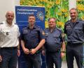 Bild: Polizeiinspektion Tirschenreuth/exb
Dienststellenleiter Erster Polizeihauptkommissar Günther Burkhard (von links), Dienstgruppenleiter Polizeihauptkommissar Tobias Merkl, Sachbearbeiter Verkehr Polizeihauptkommissar Stefan Hage und Verfügungsgruppenleiter Polizeihauptkommissar Andre Beer.
