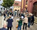 Bild: Reinhold Wurm/exb
Besuch aus Aalen-Unterrombach bekam der Paulaner Posaunenchor. Beste Gelegenheit für ein kurzes Standkonzert.