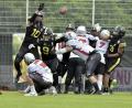 Bild: Hubert Ziegler
In einer umkämpften Partie mussten sich die Mad Bulldogs (dunkle Spielkleidung) den favorisierten Franken Knights geschlagen geben.