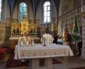 Bild: bnr
In Konzelebration feiern Zentralpräsens Pater Josef Schwemmer und der neue Ortsgeistliche, Pater Savari, den Festgottesdienst der MMC Weidenthal.