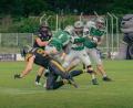 Bild: Maxim Burghardt/exb
Die Mad Bulldogs Amberg (dunkle Trikots) unterlagen daheim dem Landsberg X-Press deutlich mit 9:50.