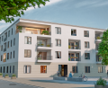 Grafik: P. Projekt/exb
So soll das „Haus am Platz“ aussehen. Ins Erdgeschoss zieht eine Zahnarztpraxis.
