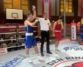 Bild: mzi
Eric Propp (links) mit seinem Viertelfinalgegner Emir Dinaj (rechts) bei der "Deutschen" in Königsbrunn.