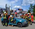 Bild: gi
Ein Highlight ist die Vorführung eines simulierten Verkehrsunfalls. Die Eslarner Feuerwehr zeigt eindrucksvoll, wie eine eingeklemmte Person befreit wird.