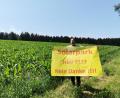 Bild: Portner
Markus Dums präsentiert ein Banner gegen den geplanten Solarpark in Mitterlangau, der sich zum großen Teil oberhalb seines Hauses bis hin zur Waldgrenze erstrecken würde.