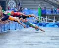 Bild: Vadim Ghirda/AP/dpa
Die deutschen Triathleten gewinnen in der Mixed-Staffel die erhoffte Medaille.