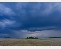 Symbolbild: Patrick Pleul/dpa
Dunkle Gewitterwolken ziehen über eine Landschaft.