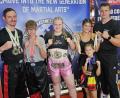 Bild: Alexandra Fizia
Die erfolgreichen Amberger Kickboxer (von links): Andy Schmieding, Max Fizia, Laura Paßler, Mila Wurster, Jenny Wurster und Coach Erich Aul.