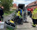 Bild: Heinrich Scharf
Ein mit Hilfsgütern beladener Lkw macht sich von Amberg aus auf den Weg in die polnische Partnerstadt Bystrzyca Kłodzka.