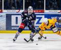Bild: Werner Moller
Fabian Voit (links) von den Blue Devils Weiden behauptet sich in dieser Szene gegen Louis Anders von den Lausitzer Füchsen.