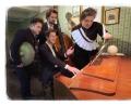 Bild: Philipp Scholz/exb
Nora Gomringer, Andris Meinig, Philipp Frischkorn und Philipp Scholz (von rechts) rücken die musikalischen Seiten der Dichterin Annette von Droste-Hülshoff ins Licht.