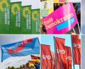 Archivbild: dpa
Fahnen der Parteien Bündnis 90/Die Grünen, FDP, Die Linke, AfD, SPD und CDU. Deutschland wählt im Februar 2025 einen neuen Bundestag.