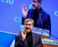 Archivbild: Daniel Karmann
Markus Söder (CSU), Ministerpräsident von Bayern, spricht beim kleinen CSU-Parteitag.