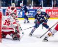 Bild: Tobias Neubert
Daniel Bruch (rechts) trifft mit diesem Schuss zum zwischenzeitlichen 1:1 für die Blue Devils Weiden. Gerald Kuhn im Tor des EC Bad Nauheim hat keine Abwehrchance.