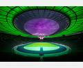 Bild: Reiher &amp; Seidel/Olympiastadion Berlin/dpa
Geheimnisvolles Rund: Zur Lichterlebnis-Tour wird das Berliner Olympiastadion in besondere Farben gehüllt.