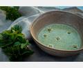 Bild: Rebekka Müller/exb
Maria Müller aus Pechbrunn, Fachfrau für essbare Wildpflanzen, kochte diese Neunkräutersuppe mit Gänseblümchenblüten als Dekoration, Brennnesselblättern, Giersch und Löwenzahn. Die Suppe ist die Vorspeise ihres Drei-Gänge-Menüs aus Wildkräutern.