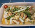 Bild: Michael Schiffer
Curry mit Spargel, Zuckerschoten und Hähnchenbrustfilet.