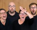 Bild: Bernd Tielsch, Mainz
Die vier Theologen Irene Geiger-Schaller (Oberhaching), Josef Höglauer (Berchtesgaden), Anne-Bärbel Ruf-Körver (Mainz) und Hannes Schott (Jakobskirche Nürnberg) werden mit viel Sprachwitz und schrägen Kostümen die Herausforderungen des kirchlichen Lebens in Speichersdorf auf die Bühne bringen.