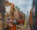 Bild: Claus Weber/Deutsche Bahn
Gleisumbauzüge sind bei den Bauarbeiten im Einsatz, im Bild der Bereich Regensburg Walhallastraße: Diese Züge sind bis zu 1.000 Meter lang. Sie entfernen die alten Gleise, bauen den Schotter aus, reinigen ihn und setzen gereinigten Alt- und Neuschotter sowie Schwellen und Schienen wieder ein. Bis zu 200 Meter Gleis können damit in einer Stunde erneuert werden.