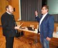 Bild: ui
Landrat Andreas Meier vereidigt Oliver Mutterer (rechts) als Kreisrat.