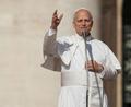 Bild: Andrew Medichini/AP/dpa
Papst Leo XIV. spricht erstmals jemanden heilig.