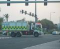 Bild: Nikku/XinHua/dpa
Ein Krankenwagen in der Nähe des israelischen Angriffsorts in Doha.