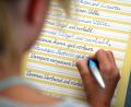 Archivbild: Jan Woitas/dpa
Schreibschrift muss intensiv geübt werden, um leserlich zu sein.