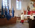 Bild: rha
Zum Tag des Frauenbundes finden sich auch fünf Fahnenabordnungen in der Bergkirche ein und feiern mit Pfarrer Markus Lettner die heilige Eucharistie.