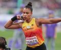 Bild: Michael Kappeler/dpa
Kugelstoß-Olympiasiegerin Yemisi Ogunleye musste sich bei der WM mit Platz sechs zufriedengeben.