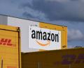 Bild: Wolf von Dewitz/dpa
Ein Logistikzentrum von Amazon, auf dessen Gelände DHL-Container stehen. DHL ist das größte Paketunternehmen in Deutschland, gefolgt von Amazon - der Online-Handelsriese trägt einen großen Teil bei ihm bestellten Waren selbst aus. (Archivbild)