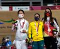 Bild: Shuji Kajiyama/AP/dpa
Gewann Gold in Tokio: Die Australierin Paige Greco (Mitte). (Archivfoto)