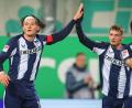Bild: Daniel Karmann/dpa
Herthas Fabian Reese (l) trifft gegen seinen früheren Verein Fürth.