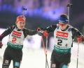 Bild: Bernd Thissen/dpa
Das deutsche Team Justus Strelow und Janina Hettich-Walz beim Biathlon auf Schalke.