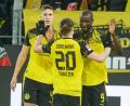 Bild: Bernd Thissen/dpa
BVB-Stürmer Serhou Guirassy (rechts) gelang nach längerer Durststrecke wieder ein Tor.