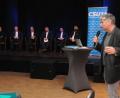 Bild: ge
Das Podium, von links Stefan Kopp, Matthias Franke, Hans-Jürgen Strehl, Karlheinz Brandelik, Jörg Bruckner und Stefan Frank, mit Moderator Jürgen Herda.