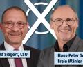Bildmontage: Oberpfalz-Medien/Bilder: Fotostudio Hummer
Harald Siegert (CSU) und Hans-Peter Schärl (Freie Wähler) treten bei der Stichwahl am Sonntag, 22. März, gegeneinander an. Von SPD und Grünen gibt es eine Wahlempfehlung.