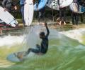 Bild: Peter Kneffel/dpa
Die Stadt will sicheres Surfen an der Eiusbachwelle ermöglichen. (Archivbild)