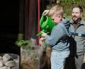 Bild: Hirsch
Wasser versickert: Revierförster Jörg Maderer verdeutlichte dies den jungen Besuchern an den Bodenbeispielen Humus, Wald und Gestein. Fast 3000 Grundschüler aus der ganzen Oberpfalz waren in der Weltwasserwoche im Freilandmuseum Neusath.
