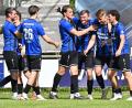 Bild: Sportfoto Zink
Die SpVgg SV Weiden durfte auch in Kornburg jubeln. Christoph Fenninger (Zweiter von rechts) traf kurz vor Schluss zum 1:1.